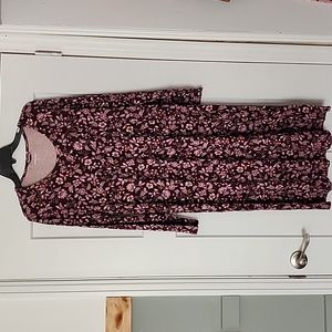 NWOT. Lands'end. Purple/floral print long sleeve dress. XL(P)